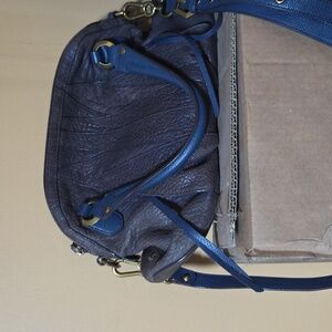 OrYANY Leather Satchel Shoulder Bag Gold Hardware‎ Detachable Strap Purple Blue